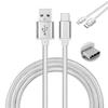Set of 2 USB Type C Nylon Fast Charger Cables for Samsung Galaxy S10 Lite SM-G770F 6.7" Silver Color, 1 Meter -Brand YuanYuan