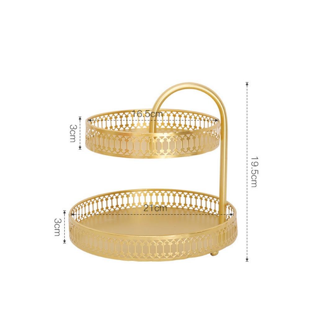 Золотой скандинавский поднос для выпечки, кованое железное блюдо для украшений, элегантный двухъярусный поднос для фруктов, гостиная