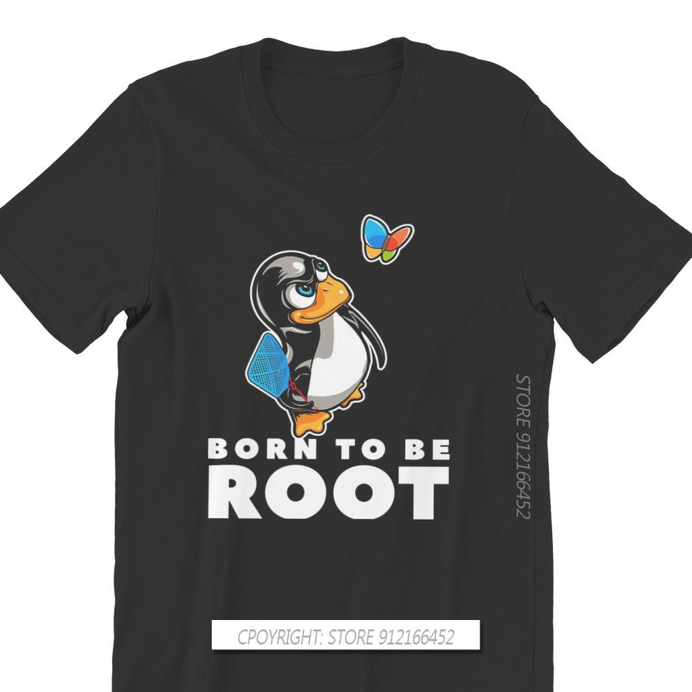 Linux Operating System Tux Penguin Man TShirt Butterfly Killer Illustration Fashion Basic T-Shirt Harajuku Streetwear Hipster