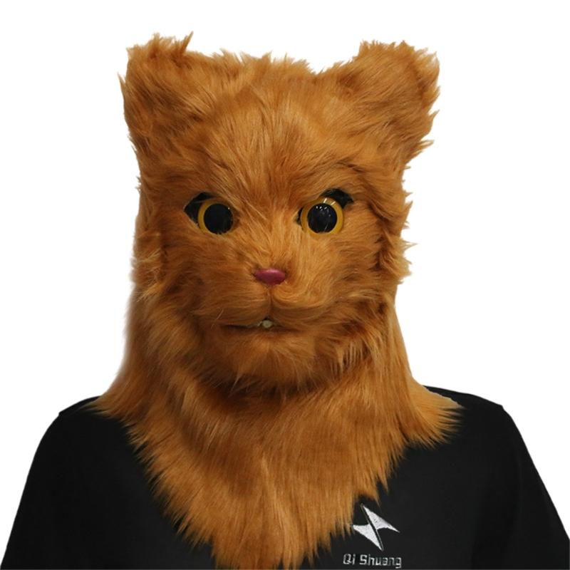 Realistic Mouth Mover Mask Halloween Novelty Mask Costume Movable Mouth Mask Plush Animal Head Mask Gifts