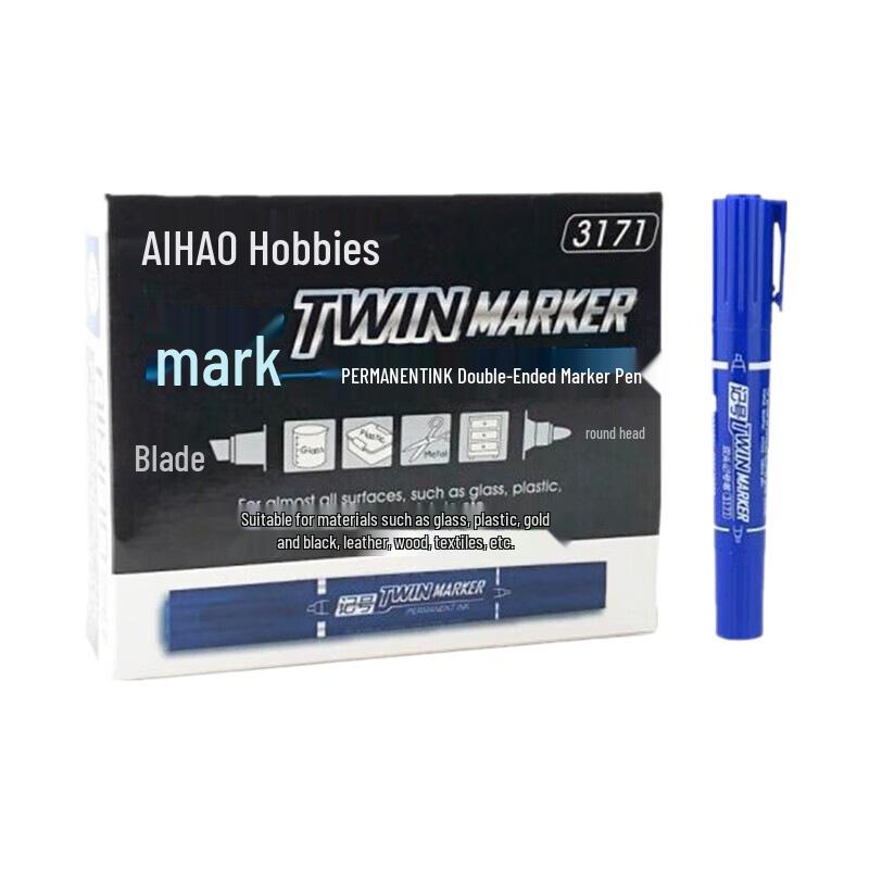 Маркер Hobby 3171 Черный, двусторонний, на масляной основе: Водонепроницаемый, Устойчивый к выцветанию, Толстые и тонкие наконечники, Экспресс-доставка