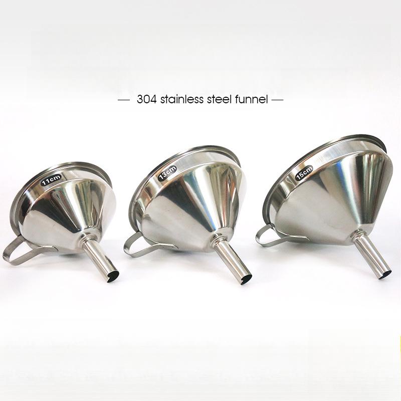 Stainless Steel Funnel 304 Kitchen Pouring Oil Funnel Filter Liquid Stainless Steel Oil Funnel Household Wine Funnel Large Calibre