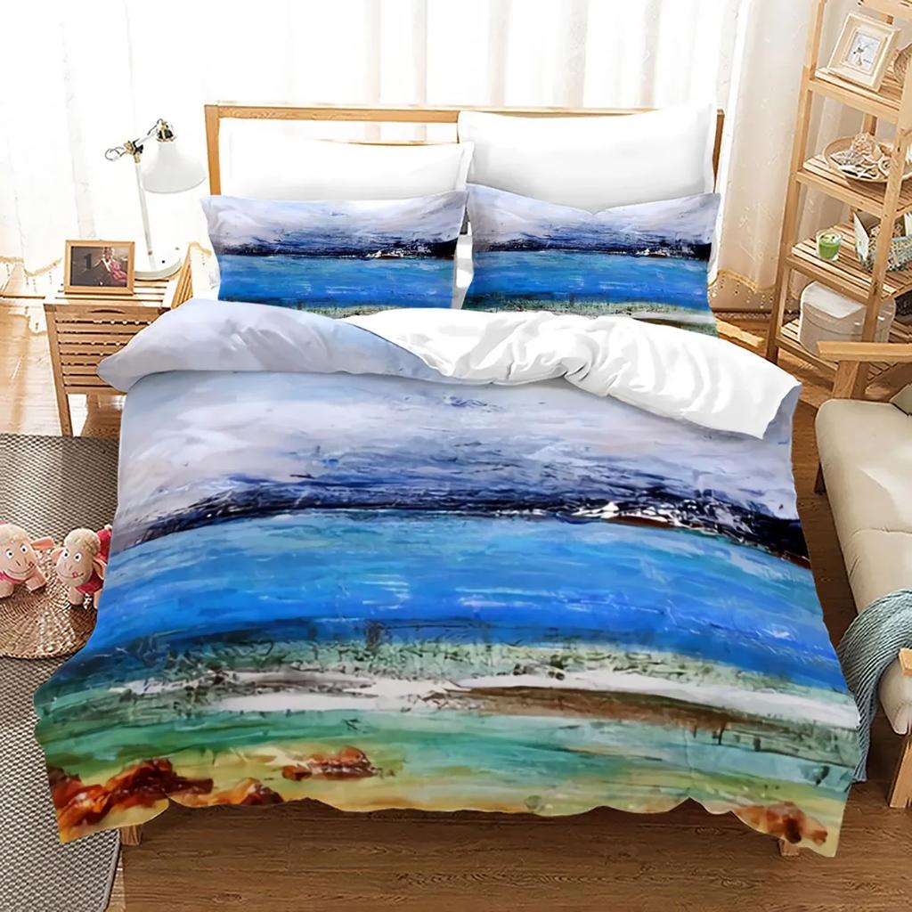 Ocean Tropical Island Palm Trees Comfortable Duvet Quilt Cover Pillowcase Bedding Set Children Bedroom Decoration Home Textile
