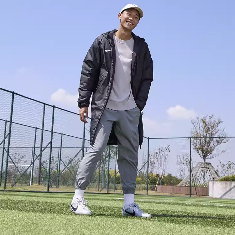 Nike Однотонная теплая хлопковая куртка средней длины с капюшоном, мужская верхняя одежда, темно-синяя CW6767-451