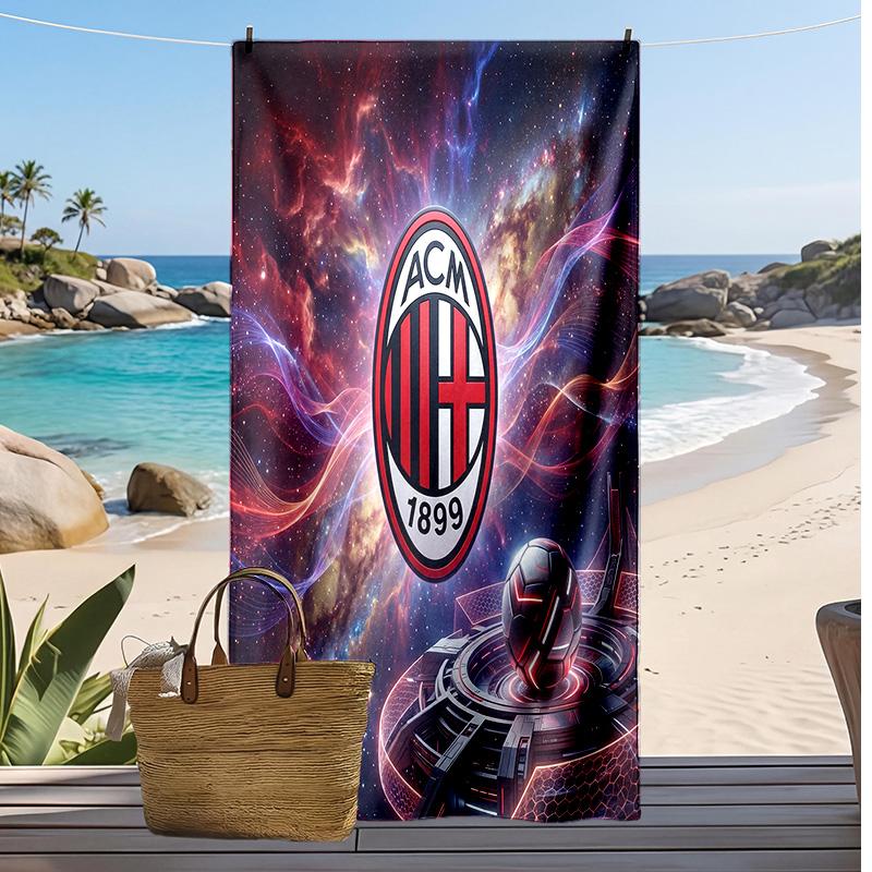 Пляжное полотенце с принтом AC Milan, быстросохнущее, мягкое, портативное, большое, прямоугольное, пляжное покрывало для путешествий, бассейна
