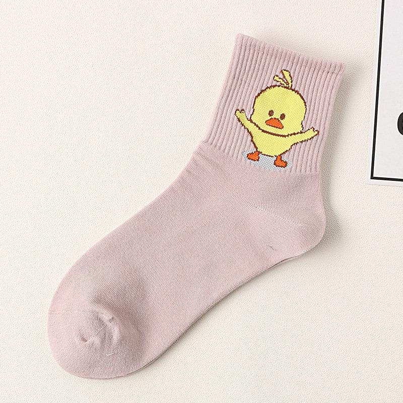 Unisex Cute Cartoon Dancing Yellow Duck Socks Hip Hop Cool Hipster Socks Cotton Art Funny Socks Tide Pet Elf Casual Sox