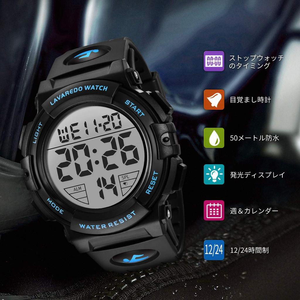 Senors Digital Sports 50м Водонепроницаемые Стильные Светодиодные Наружные Часы Мужские Часы, Устойчивые, Многофункциональный Дисплей, (2-Синий)