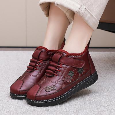 Водонепроницаемые зимние ботинки для женщин кожаные теплые снежные женские ботинки плюс бархатные хлопковые туфли