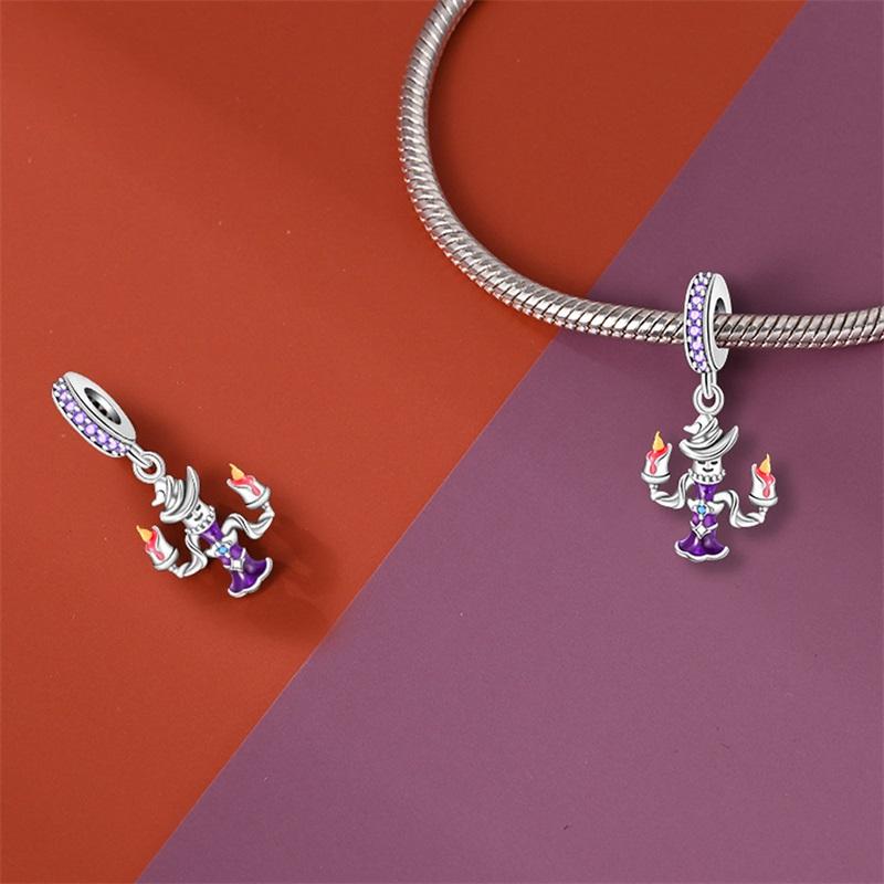 Halloween Party Copper Midnight Candle Holder Pendant Bead Fit Charms Diy Bracelet For Jewelry Making Women Gift