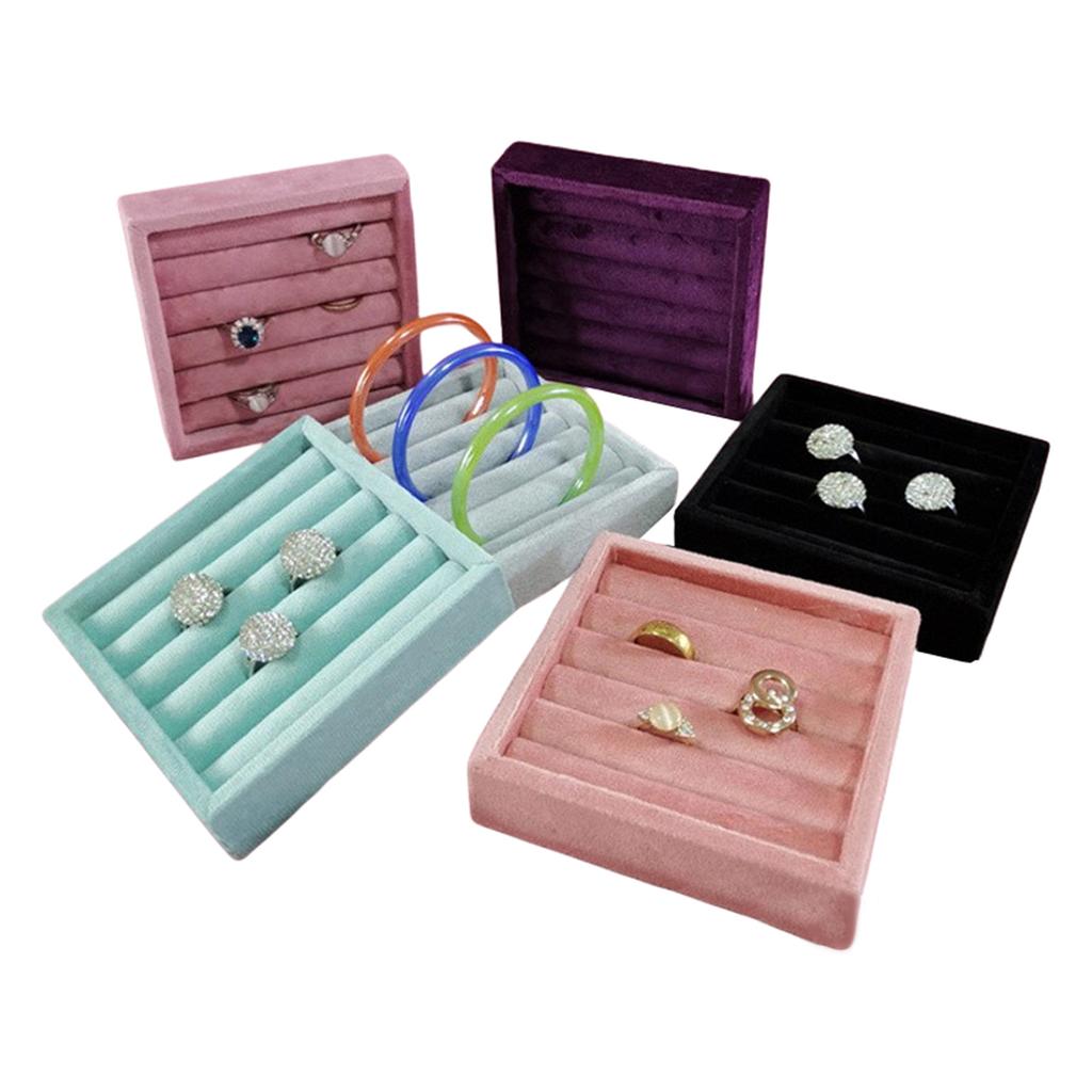 Velvets Jewelry Organizer Tray Elegant Ring and Earring Display Stand Drawer Small Accessories Storage Container