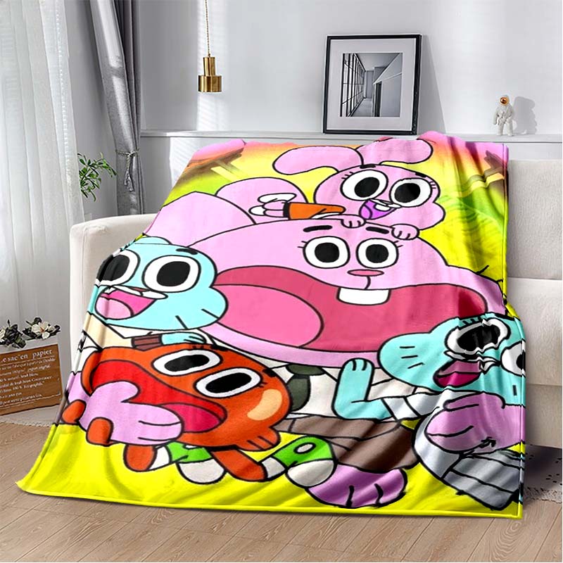 The Amazing World of Gumball Print Flannel Throw Blanket Soft Warm Cartoon Bed Sofa Cover for Kids Bedroom Home Decor Gift