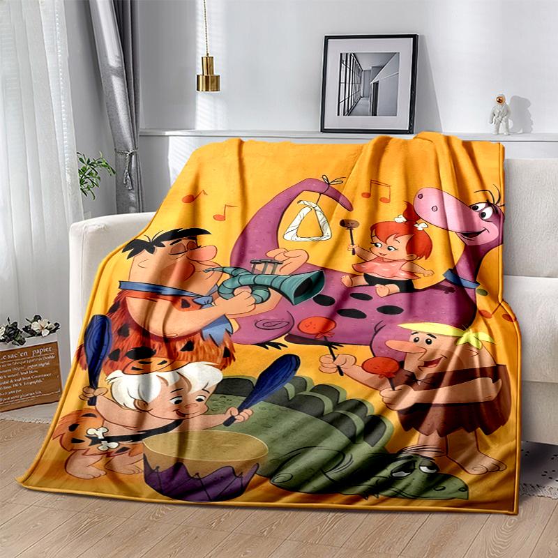 Flintstones Flannel Blanket Soft Warm All-Season Throw, Design for Camping, Car Travel, Hiking Sofa, Bed, Office Perfect Gift for Parties