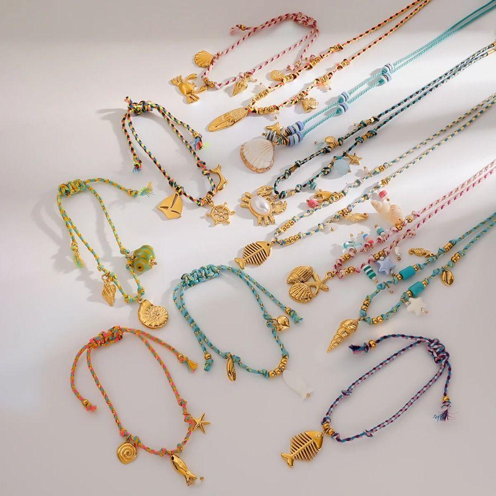 Fish/Shell/ Starfish Pendant Necklace Bohemia Clavicle Chain Creative Choker Necklace Vacation