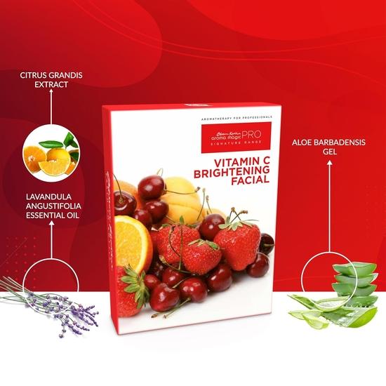 Aroma Magic 6 Step Vitamin C Skin Brightening PRO Facial Kit (Signature Range) Exfoliates, Reduce Sunburn, Brightens Skin | All Skin | Big Pack of 1