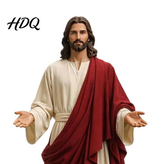 Jesus Figurine 5 Inch with Open Arm Hand Painted Religious Outstretched Hands Figure Statue Resin Christian Sculpture for Spiritual Collection