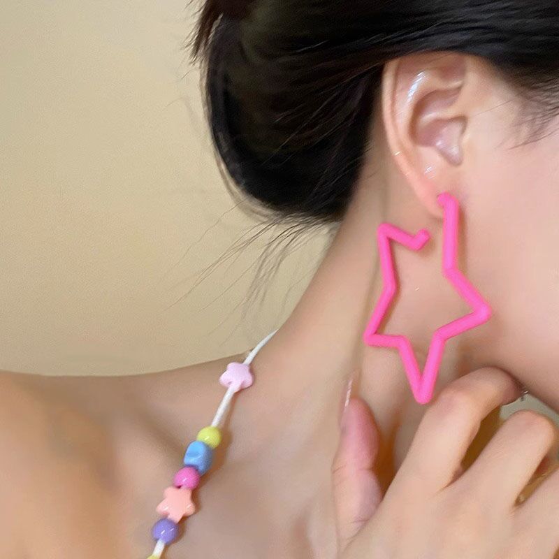 Dopamine Girl Star Серьги Spice Girl College Girly Wind Серьги Candy Color Pentagram Fashion Exaggeration