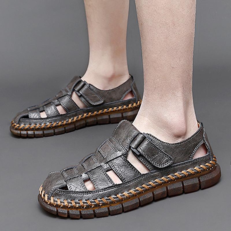 Classic Summer Men's Sandals Leather Outdoor Summer Handmade Men Slippers Brand Beach Breathable New Men Sneakers Casual Shoes