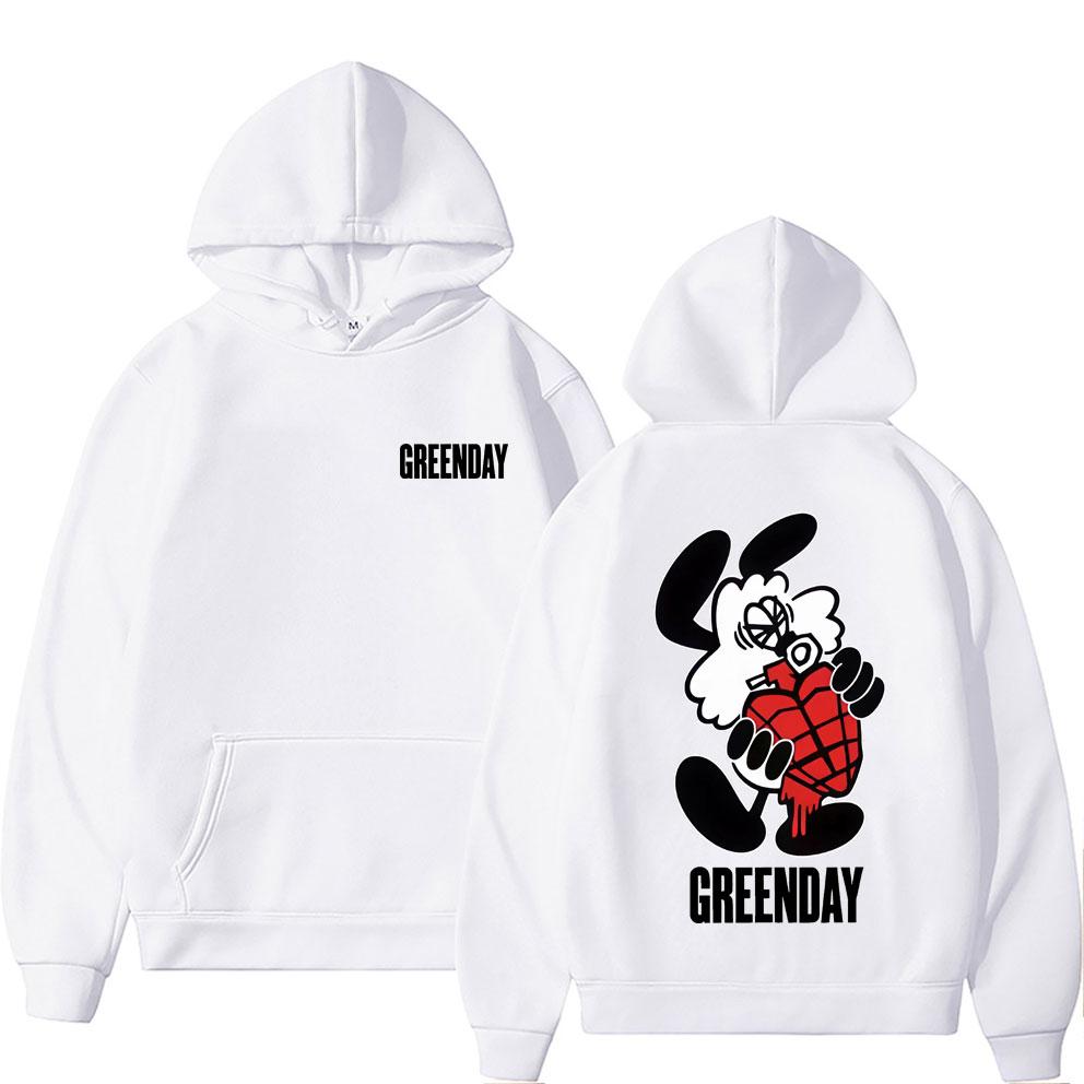 Худи в мультяшном стиле Green Day, мужское, винтажное, оверсайз, стритвир, унисекс, модное, готическое, рок, свитшот с капюшоном