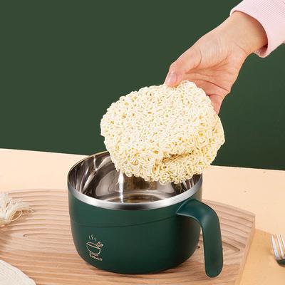 1 шт. Миска из нержавеющей стали с крышкой для лапши быстрого приготовления, герметичная и портативная миска для слива для кухонной утвари, партнер для лапши быстрого приготовления