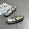 Vintage Mary Jane Light Mouth Single Shoes Women's Summer New Round Head Silver Flats