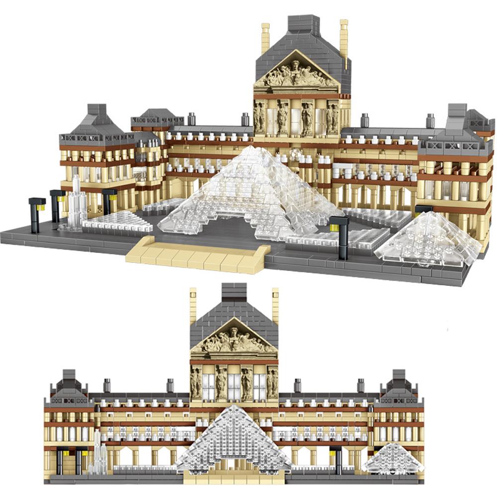 KNEW BUILT Louvre Микро Мини Строительные Блоки для Взрослых Наборы Архитектурных Игрушек Строительство Детская Игрушка Сборные Кирпичики