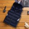 Осенне-зимний мужской толстый теплый однотонный повседневный жилет с капюшоном Мужской хлопковый жилет