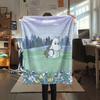 Moomin Printed Flannel Blanket, soft throw for bedroom sofa, washable, fan merchandise, great gift.