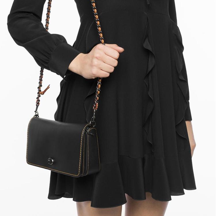 Coach Dinky 23 Fashion Casual Versatile Chain Leather Crossbody Shoulder Bag Women Bags Black 55149-BPBLK