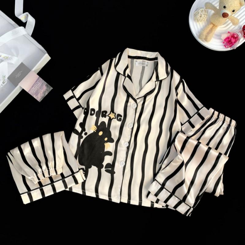 Girls Ice Silk Pajamas Set Thin Air Conditioner Clothes Kids Short Sleeve Homewear 2026