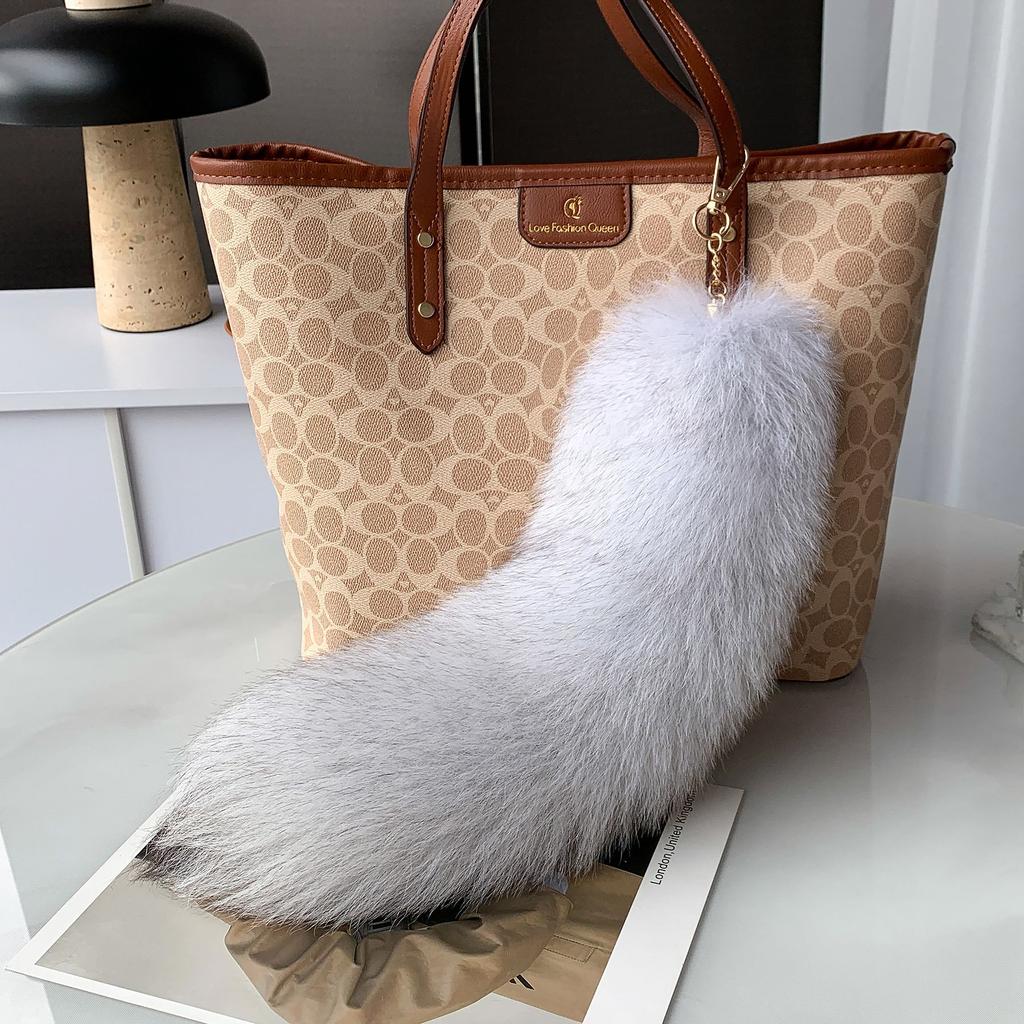 40 см настоящий лисий хвост брелок унисекс помпон кулон сумка брелок для автомобиля милые пушистые брелки для женщин сумки аксессуары подарки