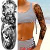 1 PC 480*170MM Full Arm Temporary Tattoo Sticker Sleeve Men Women Fashion Sexy Fake Tattoo Wolf  Lion Tiger Painting Tattoo Skull Angel Tattoo
