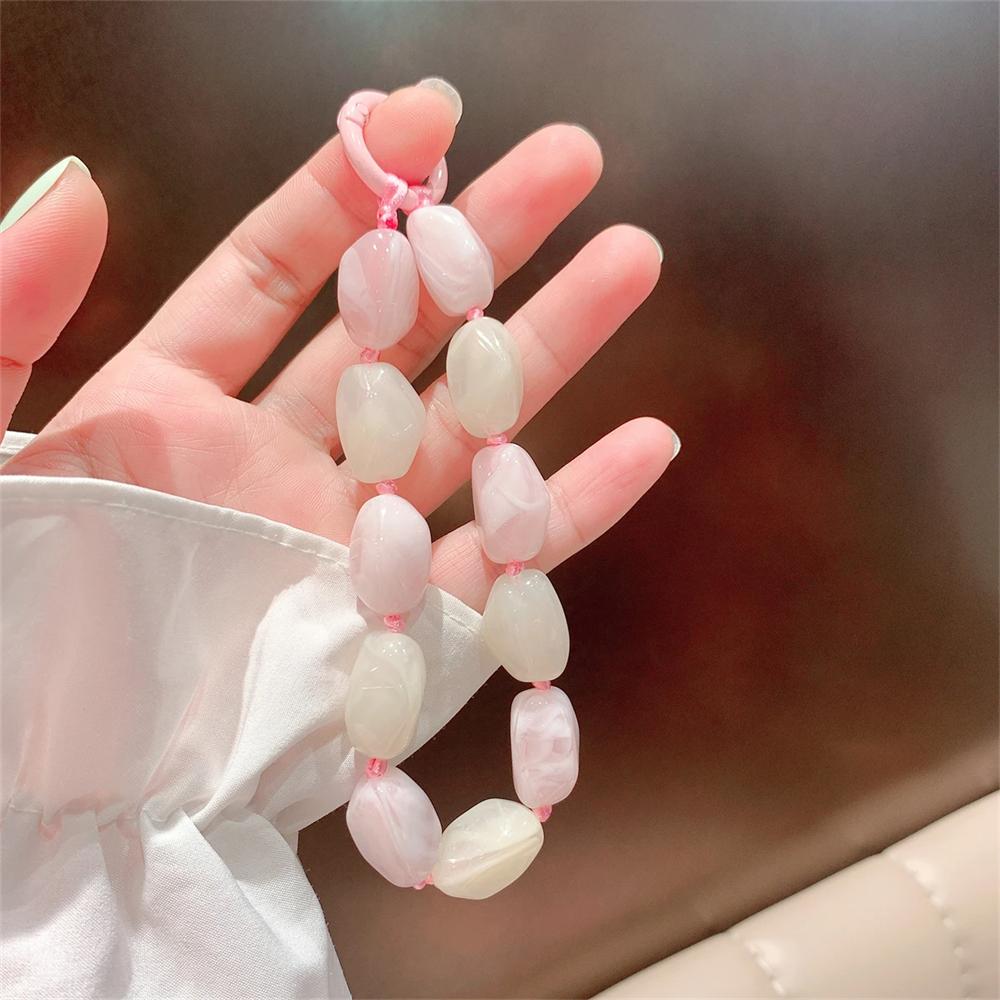 Coloful Stone Rope Phone Chain Lanyard Charm Strap Wrist Beaded Hanging Cord Bracelet Keychain For iPhone CCD Camera Sweet Girl