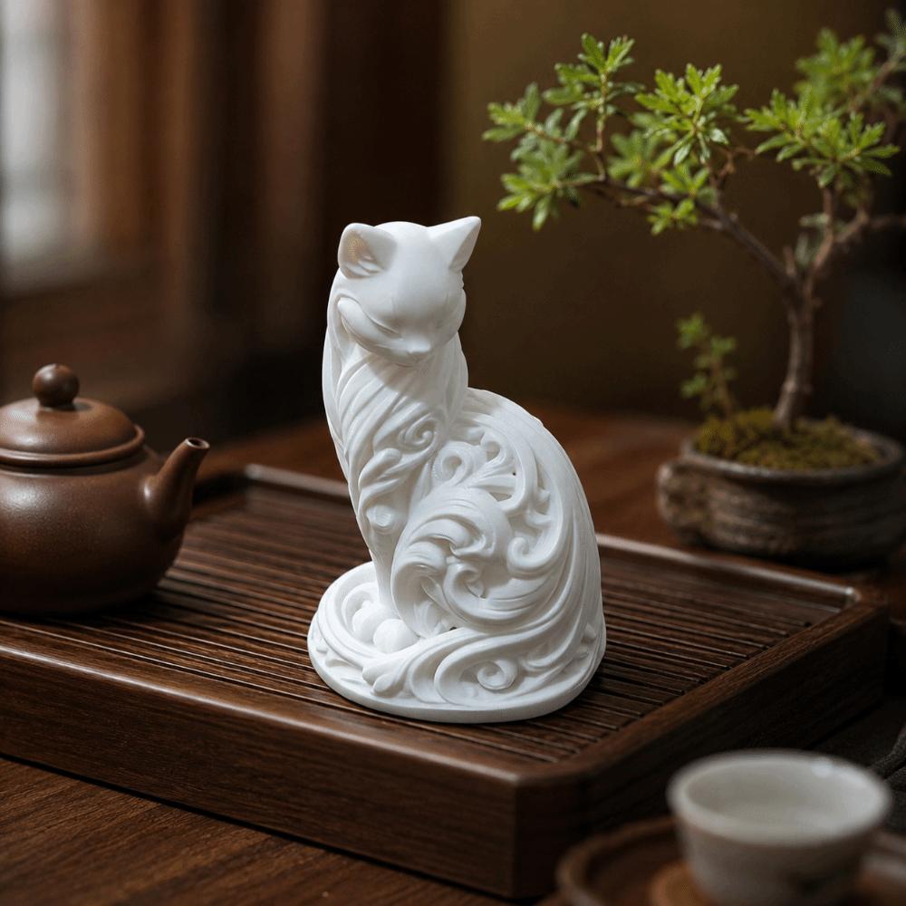 Cute Desktop Cat Ornaments 3D Printed Sitting Cat Sculpture Cat Statue Bedroom Decor
