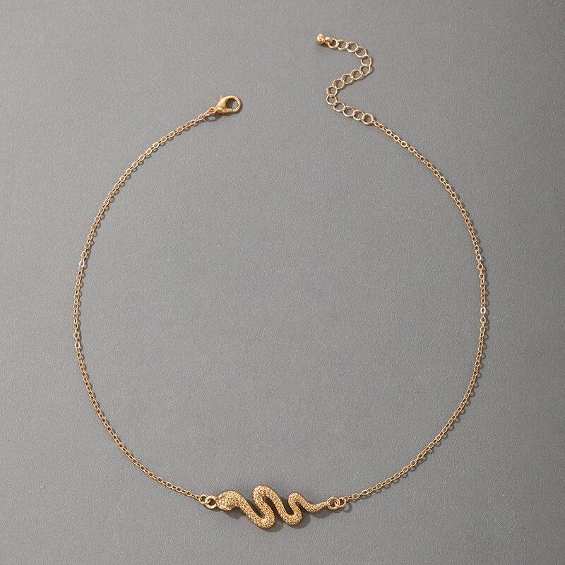 Богемное ожерелье-чокер в виде змеи для женщин, подвески из золотого сплава, металлический свитер на ключицу, регулируемые украшения для вечеринок