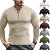 Men's Autumn and Winter Casual Long-sleeved T-shirt Solid Colour V-neck Slim Pullover Knit Shirt Men