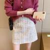 Осень и зима Маленькая ароматная юбка в клетку с завышенной талией, универсальная юбка-трапеция, короткая юбка с облегающими ягодицами для женщин
