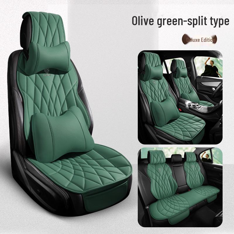 Универсальный комплект подушек для автомобильного сиденья из дышащей кожи наппа - 3 предмета, всесезонный, перфорированный, чехол для заднего сиденья, однокомпонентная подушка для маленького автомобиля