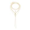 Ingemark 3Pcs/Set Trendy Creative Y-Shaped Tassel Necklace Gold Color Cross Rhinestone Pendant Necklace Aesthetics Jewelry Gifts