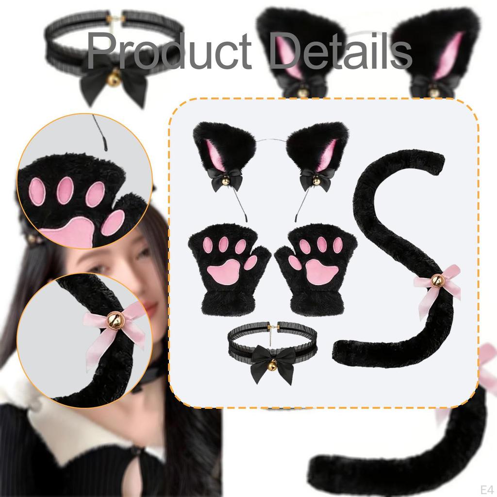 Комплект костюма кошки для косплея: милый ободок и хвост с шейным платком,