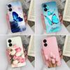 Для Vivo Y22S Y27 Y33 Y35 Y36 Y37 Чехлы для телефона Красивые узоры с синими бабочками Защита объектива Прозрачный силиконовый противоударный чехол Для корпуса Vivo