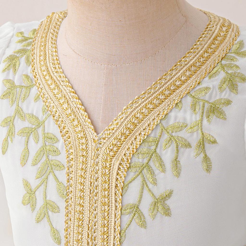 Вечернее платье из шифона с вышивкой и юбкой с лентами для девочек, с длинным рукавом