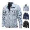 Men Spring Classic Cotton Denim Trucker Jacket Coat Men Autumn Outwear Solid Color Ripped Unlined Jeans Jackets Men XL