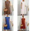 Minimalist Cotton Linen Dress With Pockets For Spring Casual Wear