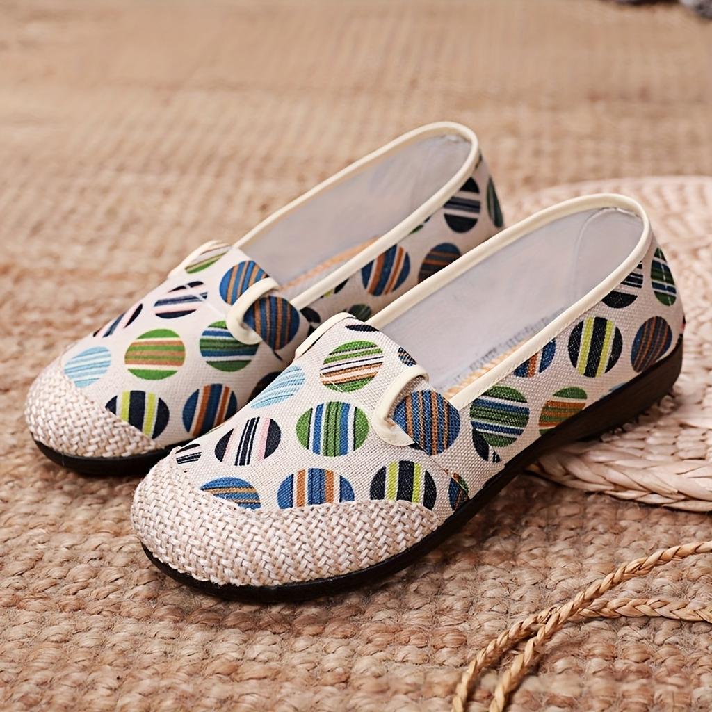 Женские парусиновые туфли-лодочки на плоской подошве с цветным полосатым узором, удобные повседневные мокасины Uppe для ношения в течение всего дня