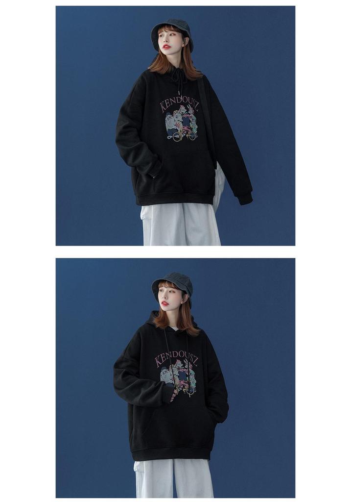 Women's Slimming Cartoon Hooded Sweatshirt - Trendy Autumn/Winter 2026 Long Sleeve Vibe Style Top