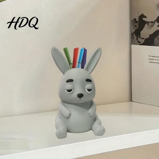 Забавный держатель для канцелярских принадлежностей в офис, 3D-печатный держатель для ручек в виде кролика, большая вместимость, для стола