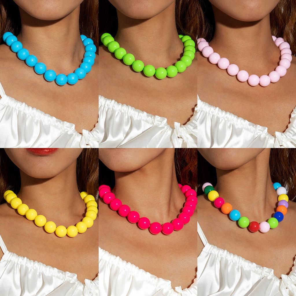 Летнее богемное допаминовое красочное преувеличенное ожерелье из бисера для женщин, ювелирные изделия, индивидуальное ожерелье-чокер для пляжного отдыха