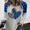 Топы для женщин с цветным принтом Love, круглым вырезом и длинным рукавом, футболка, повседневный тонкий женский топ с длинным рукавом