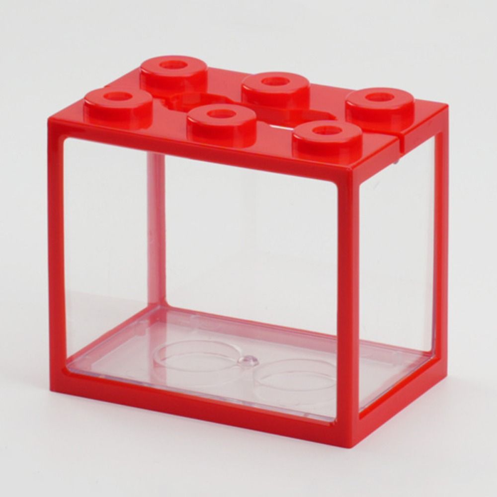 LED Lamp Betta Fish Tank Plastic Breeding Box Creative Building Block Aquarium Desktop Ornament