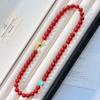 8Mm Wind Natural Ice Pigeon Blood Red Chalcedony Agate Multi-circle Design Necklace, Fidelity